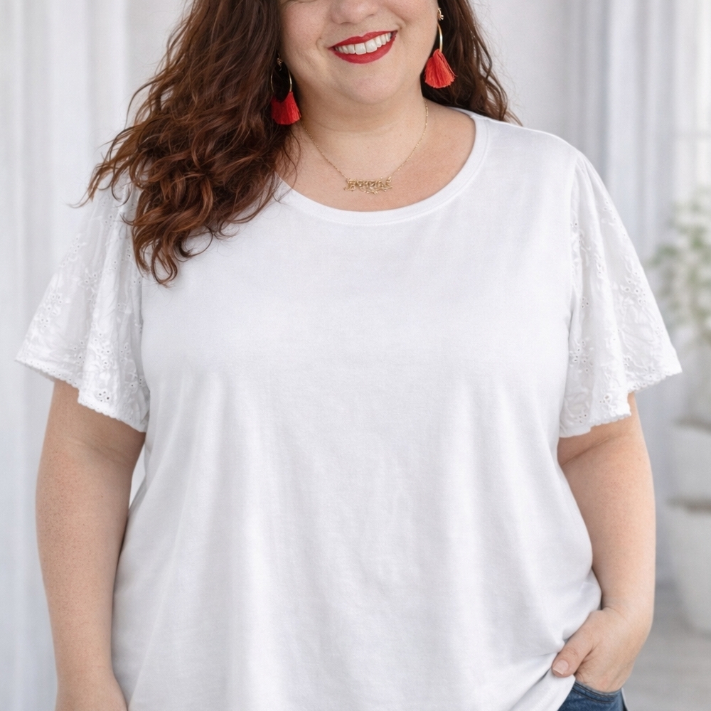 a new day White Lace Sleeve Tee